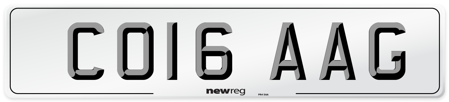 CO16 AAG Number Plate from New Reg